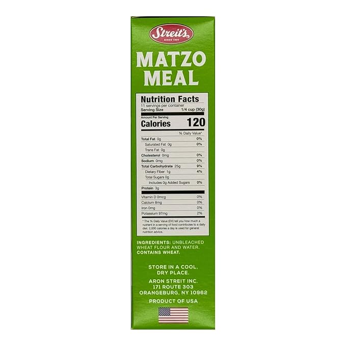 Streit's Matzo Meal - Perfect Breadcrumb Substitute, Sodium Free, Fat Free, Non-GMO, Vegan, Dairy-Free, Kosher Certified, Family Owned (12oz, Pack of 3)