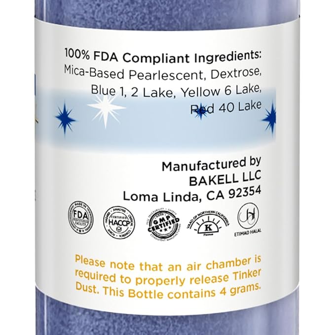 Bakell - Navy Blue Tinker Dust (4g, 1x Mini Spray Pump) Edible Glitter for Food, Desserts, and Beverages!