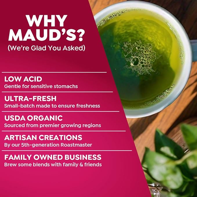 Maud's Organic Matcha Green Tea Pods, 24 ct, Recyclable Single Serve Tea Pods ??100% Gourmet Blended Tea Leaves, Compatible with Keurig K Cups Maker