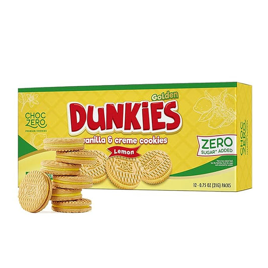 ChocZero Lemon Dunkies ??Sugar Free Lemon Sandwich Cookies, Keto Friendly, Gluten Free, High Fiber, Low Net Carb ??9oz Box