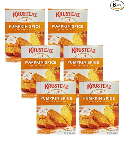 Krusteaz Baking Mix, Pumpkin Spice Quick Bread Mix, Made with Real Pumpkin & No Artificial Flavors, 15 Ounce Box (Pack of 6)