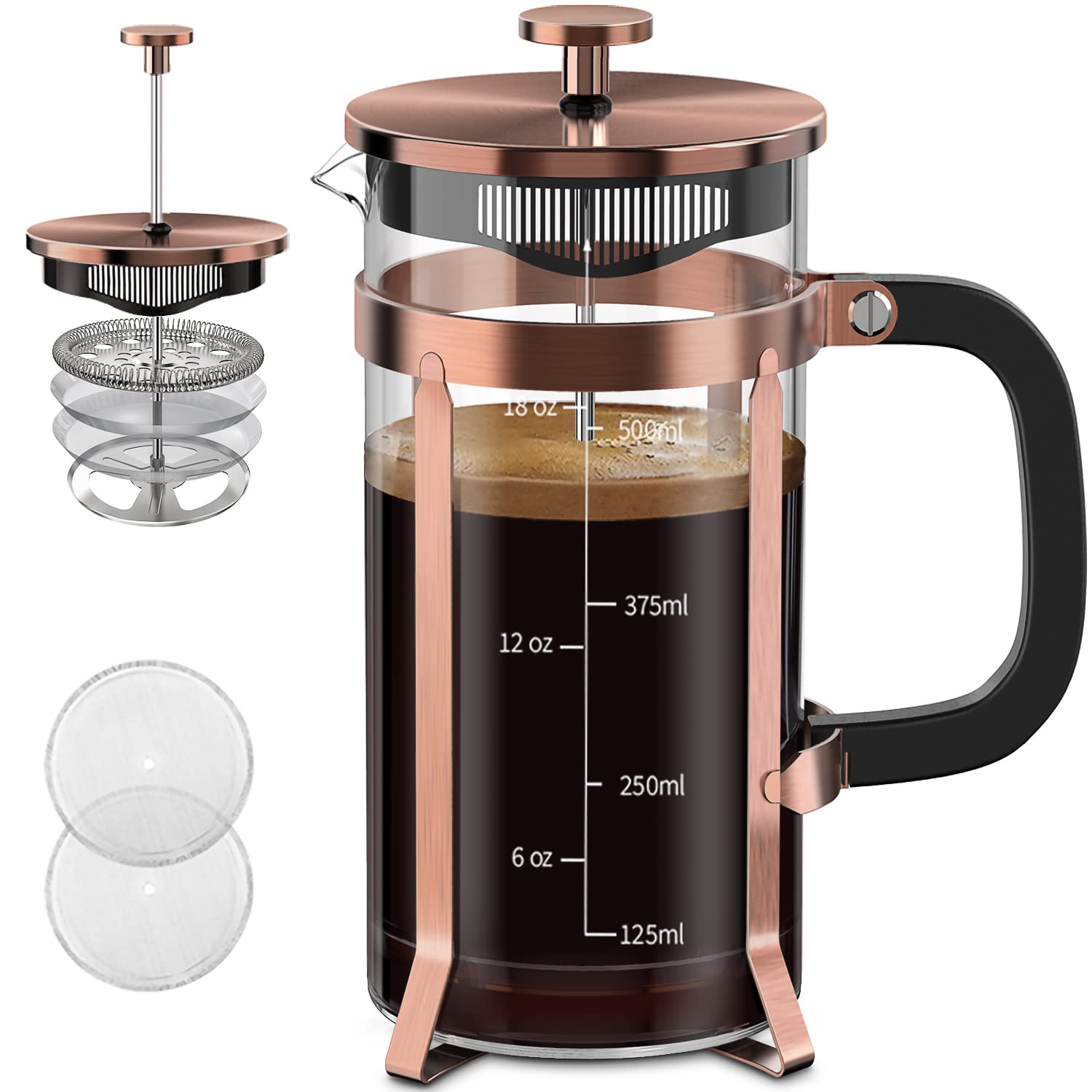 QUQIYSO French Press Coffee Maker 21oz,Borosilicate Glass Coffee Press