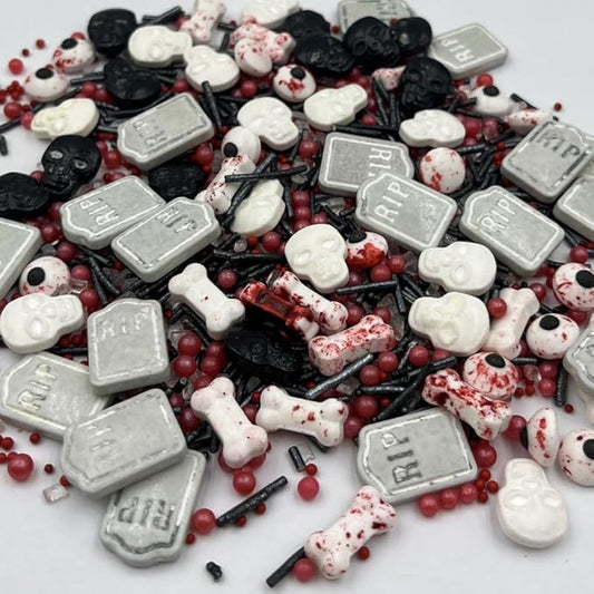 1 Bottle Edible Halloween Sprinkles Candy Eyes Eyeballs Skull Bones Tombstone Sprinkles for Decorating Halloween Cupcakes Toppers Sprinkles Cake IceCream Desserts Supplies 95g/ 3.35oz