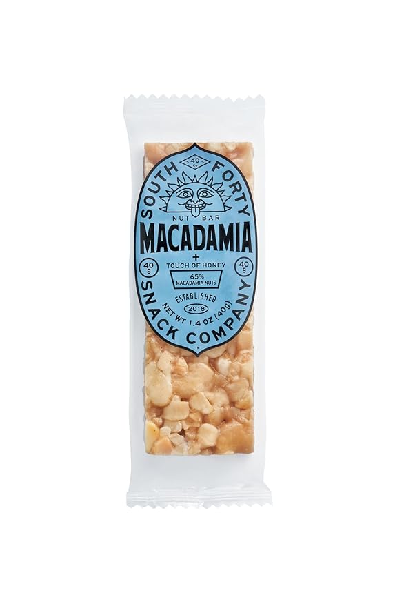 South 40 Snacks Crunchy Macadamia Nut Bar, Just 5 Ingredients, Touch of Honey (40g Bar, Pack of 12)