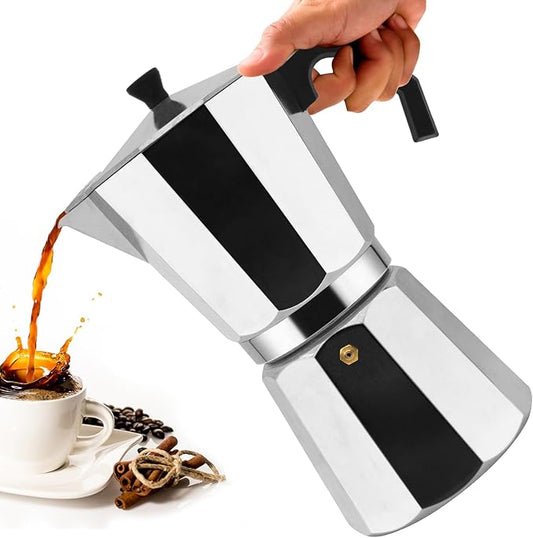 12 Cup Aluminum Moka Pot Classic Stovetop Espresso Coffee Maker 600ml 20oz Coffeemaker Percolator Mocha Pot Greca Coffee Maker Cafe Makers for Italian and Cuban Cafì±?Brewing Silver