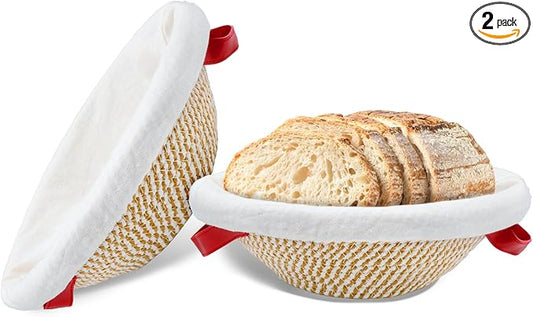 Cotton Rope Banneton Bread Proofing Basket Setï¼? Pack Round Proofing Baskets For Sourdough Bread Baking Bowls with Liners,sourdough proofing basket For Homemade Bread