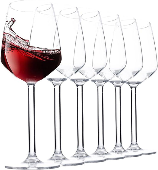 14-ounce Unbreakable Plastic Acrylic Stem Wine Glasses, set of 6-clear, Red or White Wine Glass, Dishwasher Safe, BPA Free (clear, Large)
