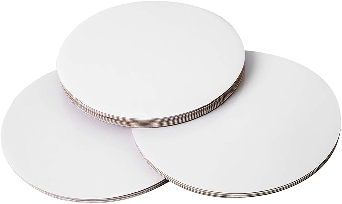ONE MORE [25pcs] 12" White Cakeboard Round,Disposable Cake Circle Base Boards Cake Cardboard Pizza Plate platter 12 inch,Pack of 25