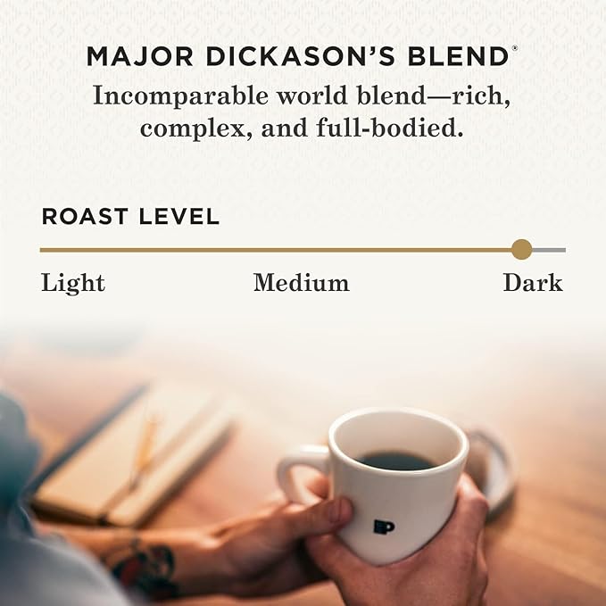 Peet's Coffee, Dark Roast Ground Coffee - Major Dickason's Blend 36 Ounces (2 Bags of 18 Ounces)
