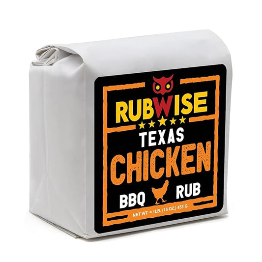 RubWise Texas Style BBQ Chicken Rub (1lb) No MSG | Premium Texan Barbecue Spices for Smoking and Grilling | Great for Poultry, Turkey, Duck, and Seafood | Meat Seasoning Spice Dry Rubs