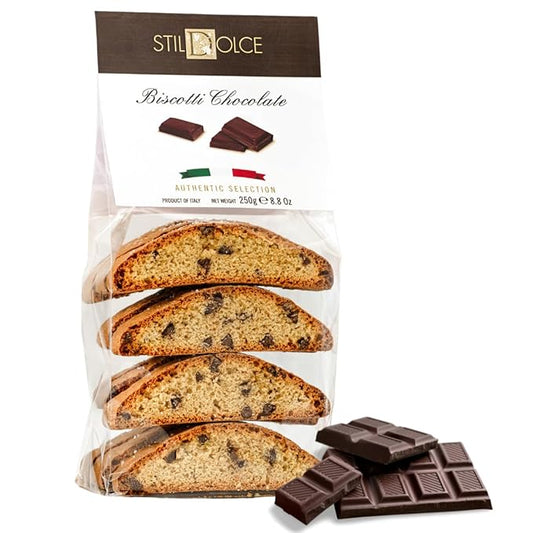 Stildolce Semi-Soft Chocolate Italian Biscotti Cookies| Made in Tuscany, Italy| Classic Gourmet Biscuits No Preservatives 8.8 Oz