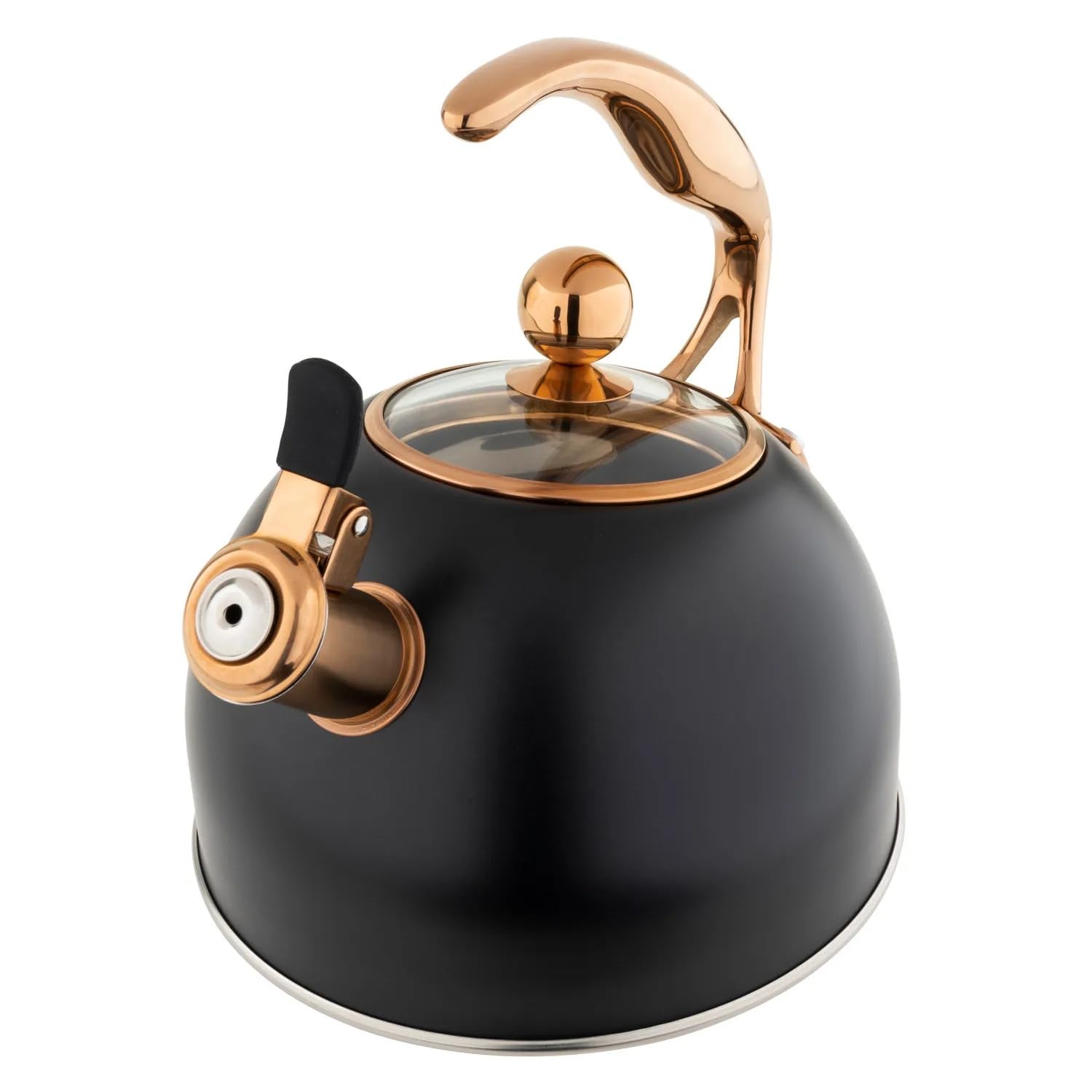 Viking 3-Ply Stainless Steel Tea Kettle, 2.6 Quart Stovetop Hot Water Pot with Tempered Glass Lid