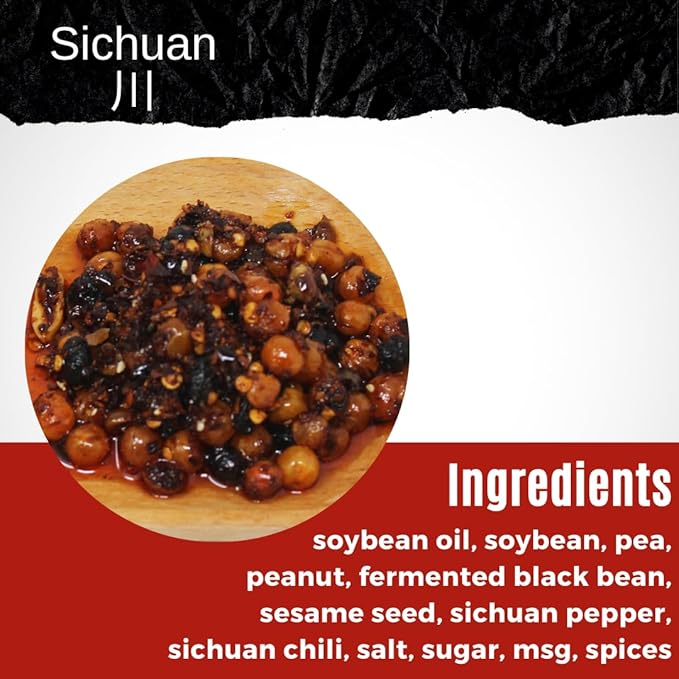NPG Sichuan Chili Crisp Oil with Fermented Soybeans and Peanuts 7 oz, Chili Crunch with Medium Hot for Noodle, Rice, Egg, Dumpling, Premium Spicy Condiment, Less Oil