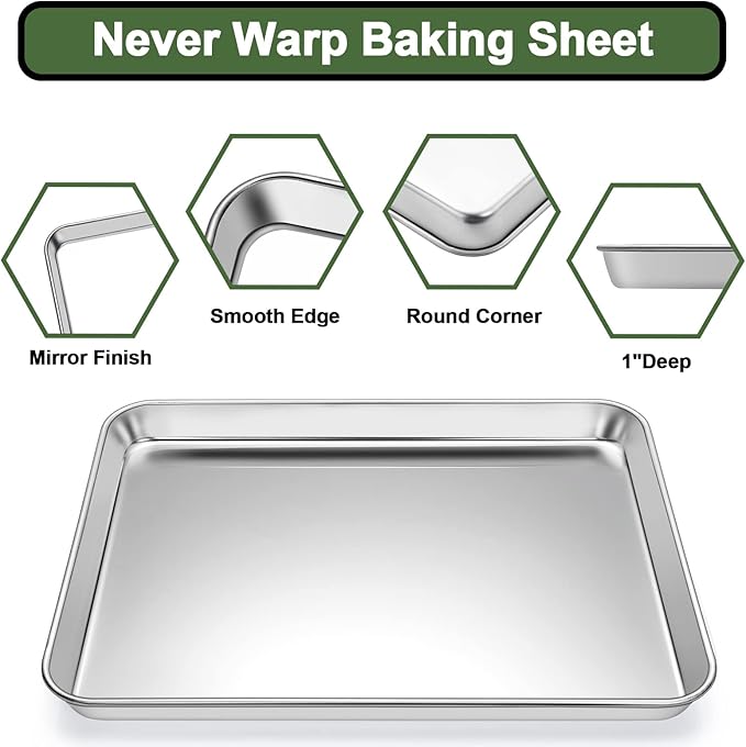 EWFEN Baking Set: Stainless Steel Sheet Pan with Cooling Rack & Silicone Mat Set, Multi-Size (3 Sheets + 3 Racks + 3 Mats), Warp Resistant & Heavy Duty, Easy Clean
