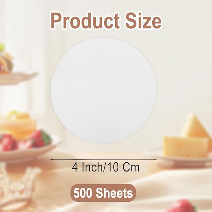 500 Pcs 4 Inch/10 Cm Parchment Paper Rounds ??Non-Stick, Heat Resistant Baking Sheets for Burgers, Cakes & Separating Frozen Patties