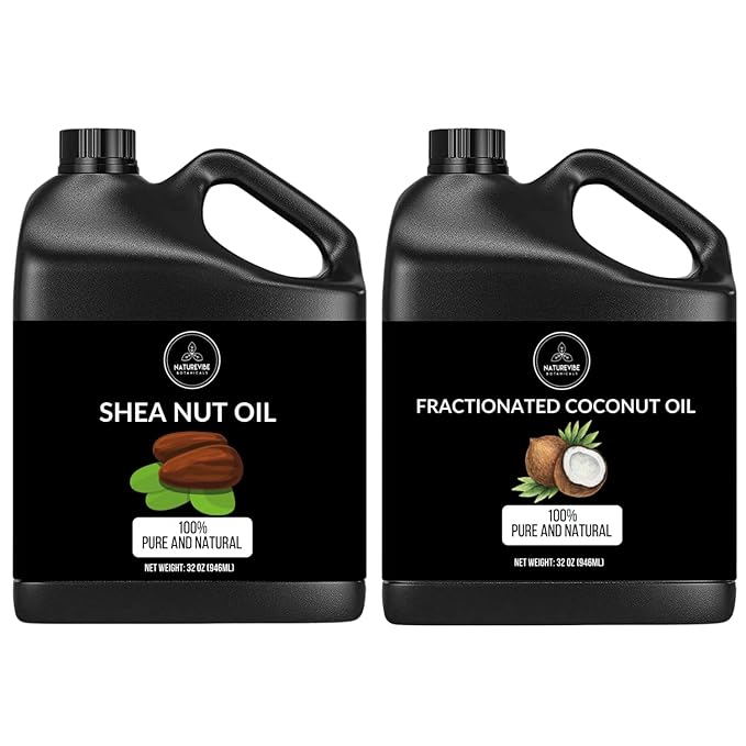 Naturevibe Botanicals Shea Nut Oil 32oz and Fractionated Coconut Oil 32oz | Oil Combo