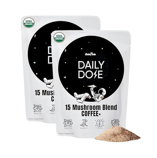 AuraFlare Mushroom Coffee | Premium Everyday Adaptogenic Mushroom for Better Focus, Energy and Digestion | Chaga, Lions Mane & L-Theanine | Doze Mushroom Coffee| 30 Servings (2, 6.35 Ounce (Pack of 2))