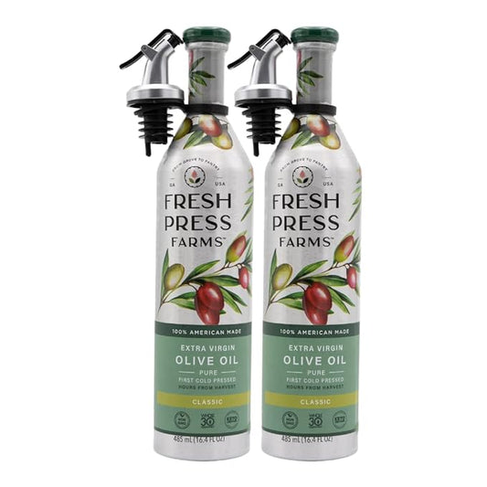 Fresh Press Farms Cold Pressed Classic Extra Virgin Olive Oil, 16.4 Fl Oz (Pack of 2), Georgia