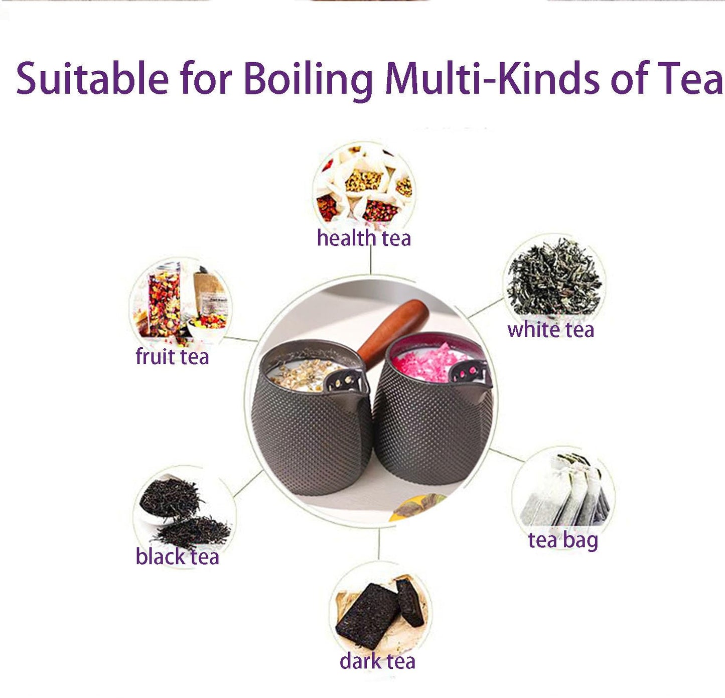 Beminh Cast Iron Teapot Stovetop-Tea Pourer Milk Pot Milk Steamer 20 oz-Loose Leaf Tetsubin with
