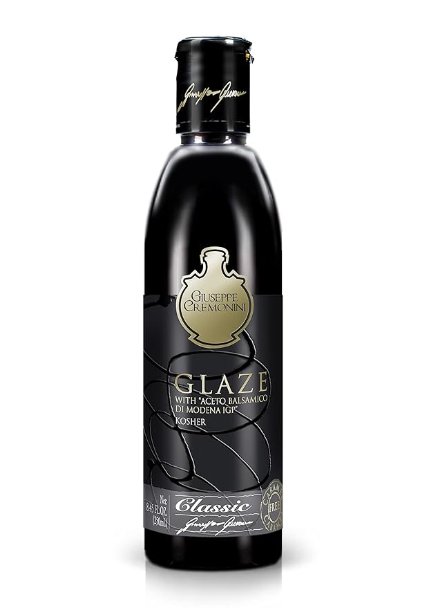 Giuseppe Cremonini OU Kosher Balsamic Vinegar Di Modena, IGP Certified, Consortium certified, oak aged, 3 levels of density, Caramel free, Cooked grape must and wine vinegar only (Glaze)