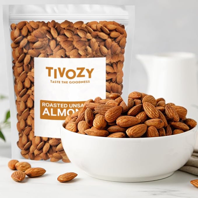 Almonds Roasted Unsalted - Fresh and Delicious Guilt Free Healthy Keto Snack Whole Unsalted Nuts Packed in Resealable Bag, Low Calories, Vegan, Gluten-Free, 4lbs