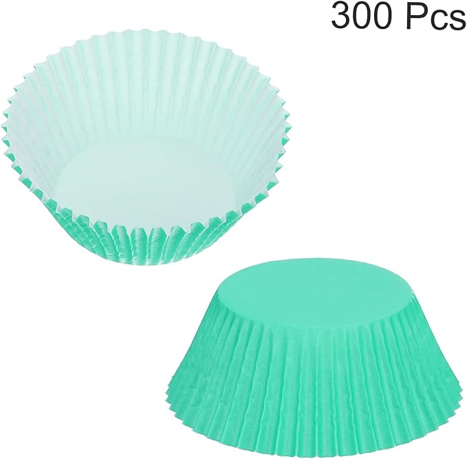 uxcell 300 Pcs Cupcake Liners, Muffins Paper Baking Cups Wrappers Standard Greaseproof for Baking Cupcake Wrapper, Green