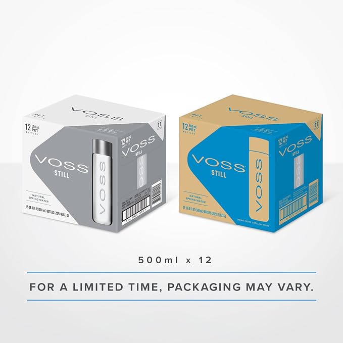 VOSS Premium Still Bottled Natural Water - BPA-Free - High Grade PET - Recyclable Plastic Water Bottles - Pure Drinking Water with Unique & Iconic Bottle Design - 12 Pack