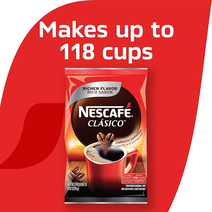 Nescafe Clasico Dark Roast Instant Coffee, 8 oz Pouch