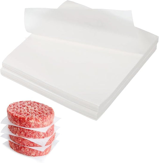 uxcell 500 Pcs Unbleached Parchment Paper Baking Sheets Squares, 6 Inch Hamburger Patty Paper, Non Stick Parchment Pulp Paper for Baking Grilling or Meat Storage, White