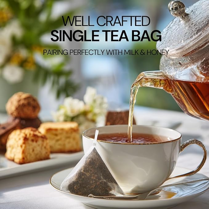BLOSSOM RITUAL Newyork Breakfast – Strong & Smooth Black Tea with Caffeine – 20 Natural Based Pyramid Bags – Serve Upto 60 cups – Energizing Morning Tea Blend for Focus & Clarity – Resealable Zip Pouch| 2.65oz