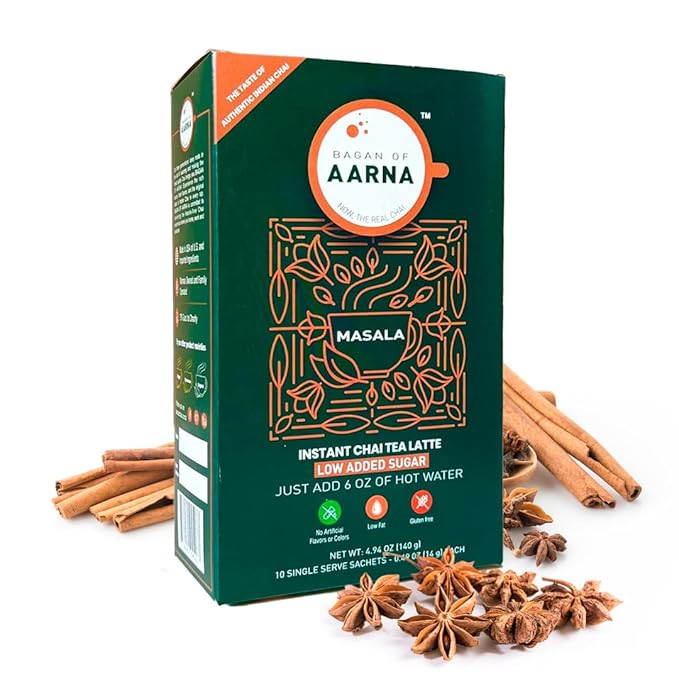 Bagan of Aarna Instant Masala Chai, Tea Powder Mix, Spiced Tea, All Natural Chai Tea, Authentic Chai Mix, Masala Spiced Chai Powder With Natural Flavour, Makes 10 Cups (Masala No Sugar)