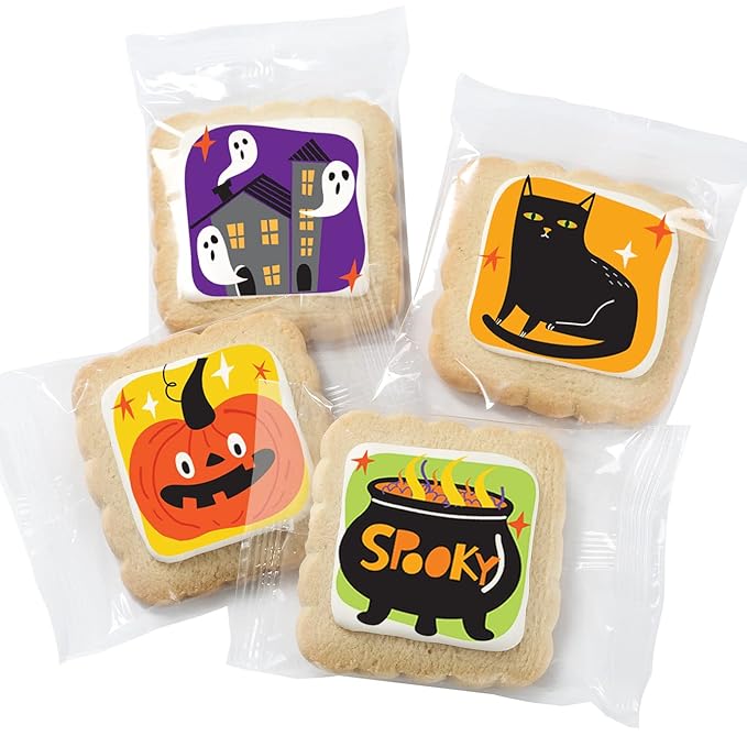 Halloween Cookies 12 Pack Decorated | INDIVIDUALLY WRAPPED Sugar Cookies | Gift Basket Pumpkin Ghosts Scary | Peanut & Nut Free