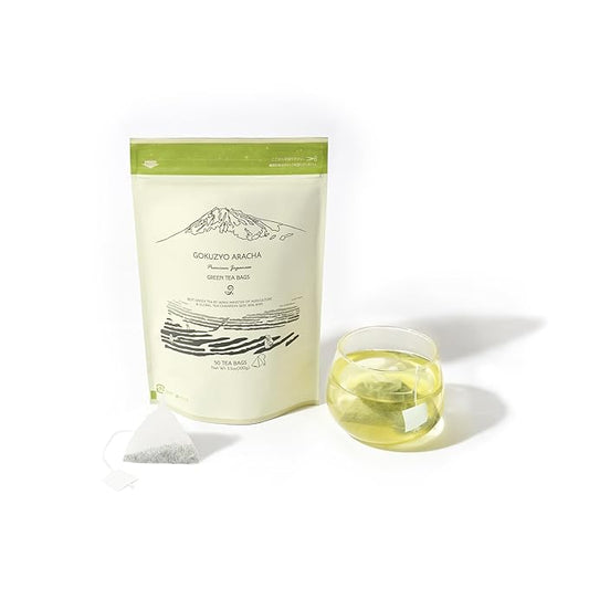 Japanese Green Tea Co. Aracha Gokuzyo Japanese Green Tea Bags (50 Pack) Biodegradable Soilon Pyramid Sachets, Premium Loose-Leaf Quality in Convenient Teabags, Rich Aroma & Flavor, Hot & Cold Brew