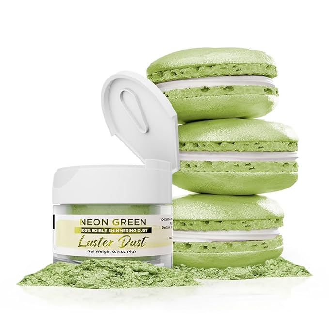 Luster Dust - Neon Green (4g 1x Jar) | Edible Vegan Dust & Paint for Cake Decorating, Ice Cream, Desserts, Cocktails and Beverages by Bakell
