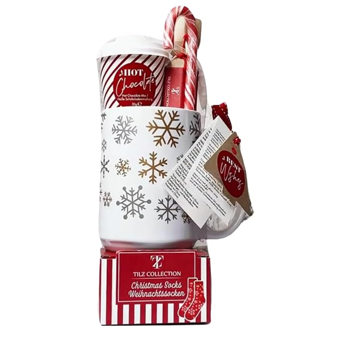 Hot Chocolate Gift Set With Mug - Hot Chocolate Set With Hot Chocolate Sachets - Mini Marshmallows, Candy Canes, Travel Cup - Gifts for Women, Mens Gifts - Vegan Chocolate Gift Set