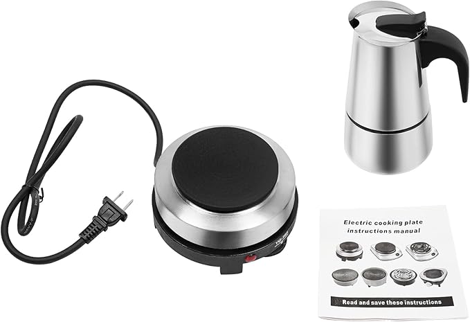 Stovetop Coffee Maker, 4 Cup Stainless Steel Moka Pot Espresso Maker Coffee Pot with Electric Stove, 500W Stovetop Espresso Machine Italian Espresso Maker for Home Bar Office