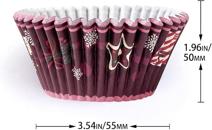 qiqee Christmas Jumbo Cupcake Liners 300PCS Cupcake Liners Cupcake Cups 6 Designs Christmas Gingerbread Man Cupcake Papers Baking Cups Cupcake Wrappers (Large Size)