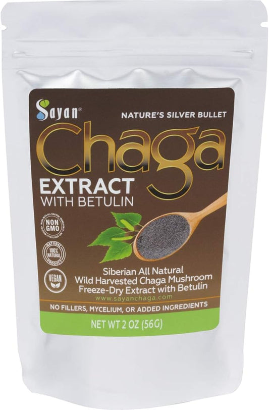 Sayan Siberian Chaga Mushroom Extract with Betulin Powder (2 oz) ??Organic Antioxidant Blend