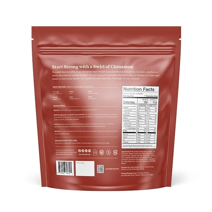 ProDough High Protein- Gluten Free Cupcake Mix, Low Carb, 13g of Protein per Cupcake, No Added Sugars, Keto Friendly, Makes 12, Healthy Dessert (Cinnamon Swirl)