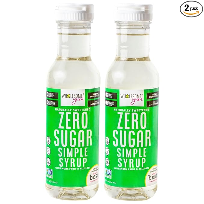 Wholesome Yum Keto Simple Syrup - Skinny Sugar Free Simple Syrup With Monk Fruit & Liquid Allulose - Natural Sweetener For Drinks, Cocktails, Coffee, & Cooking - Low Carb (12 fl oz, 2 Pack)