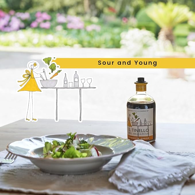 IL TINELLO Balsamic Vinegar of Modena IGP, Yellow Label, 250ml (8.5 fl oz) ??Aceto Balsamico di Modena Ideal for Salads & Marinades, 38 Brix, Product of Italy