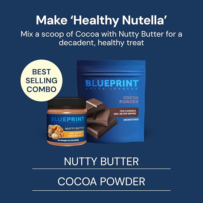 Blueprint Bryan Johnson Nutty Butter ??Chunky Macadamia Nut Butter with Walnut ??No Palm Oil, No Added Sugar ??Just 3 Ingredient Nut Butter??Keto, Vegan, Paleo ??Low Carb Nut Butter Snack ??8.8oz Jar