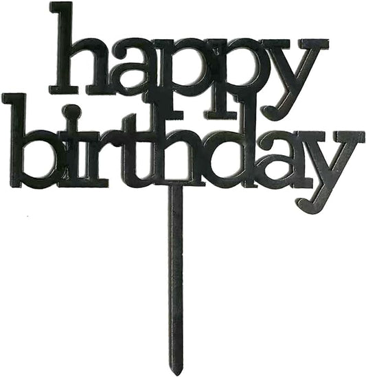 Black Acrylic Happy Birthday Cake Topper Decoration Cupcake Topper For Birthday Party Decorations Supplies(Black 5)