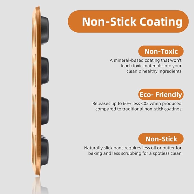 11-Piece Nonstick Baking Pans Set - Professional Grade Carbon Steel Bakeware with Premium Coating- Dishwasher Safe, Stackable, Oven Safe to 450°F (Two Layer Color)