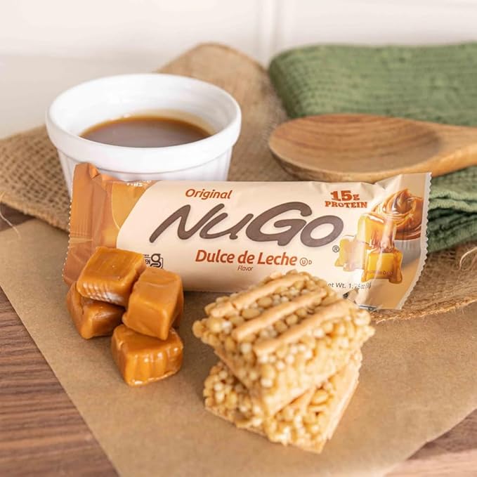 NuGo Protein Bar, NEW! Dulce De Leche 15 bars & Churro 15 bars, 11-15g Protein, Gluten Free, 30 Count
