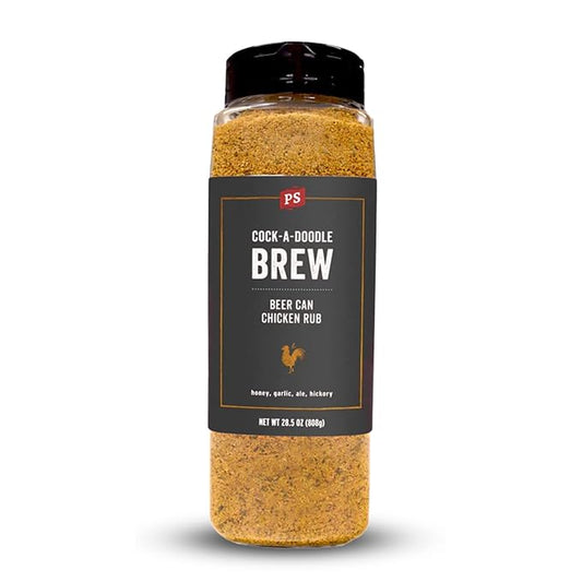 PS Seasoning Cock-A-Doodle Brew- Beer Can Chicken Seasoning- BBQ Seasoning & Rubs for Smoking and Grilling - Garlic, Paprika, Honey Ale Dry BBQ Rub for Poultry, BBQ Chicken, Wings, Thighs, 28.5oz