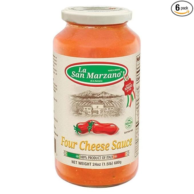 La San Marzano Four Cheese Sauce, 24 oz, Pasta Sauce Made in Italy, All Purpose Tomato Premium Quality, All Natural, Non GMO, Gluten Free