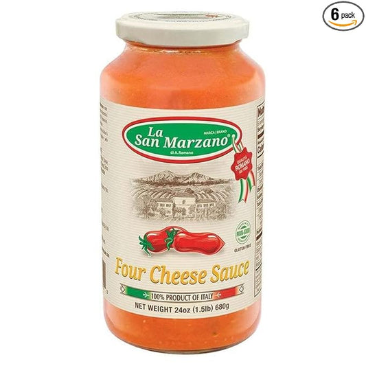 La San Marzano Four Cheese Sauce, 24 oz, Pasta Sauce Made in Italy, All Purpose Tomato Premium Quality, All Natural, Non GMO, Gluten Free