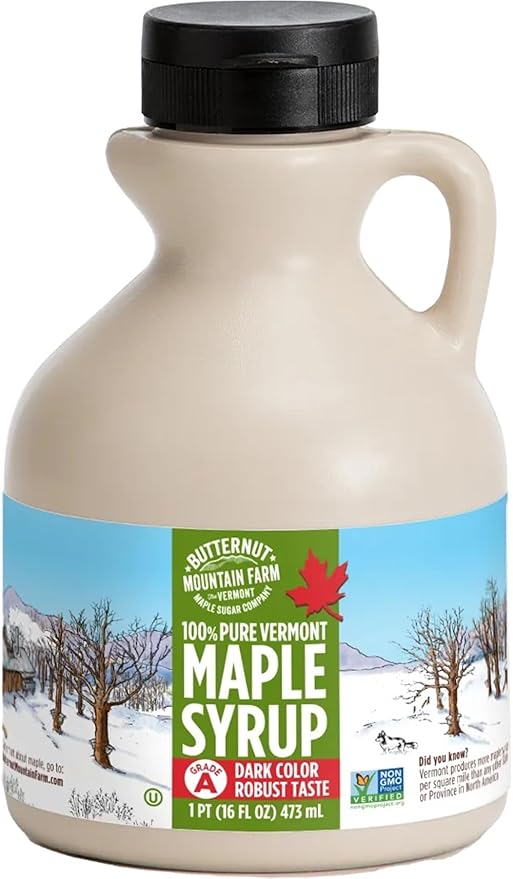 Butternut Mountain Farm Pure Maple Syrup From Vermont, Grade A (Prev. Grade B), Dark Color, Robust Taste, All Natural, Easy Pour Jug, 16 Fl Oz, 1 Pint