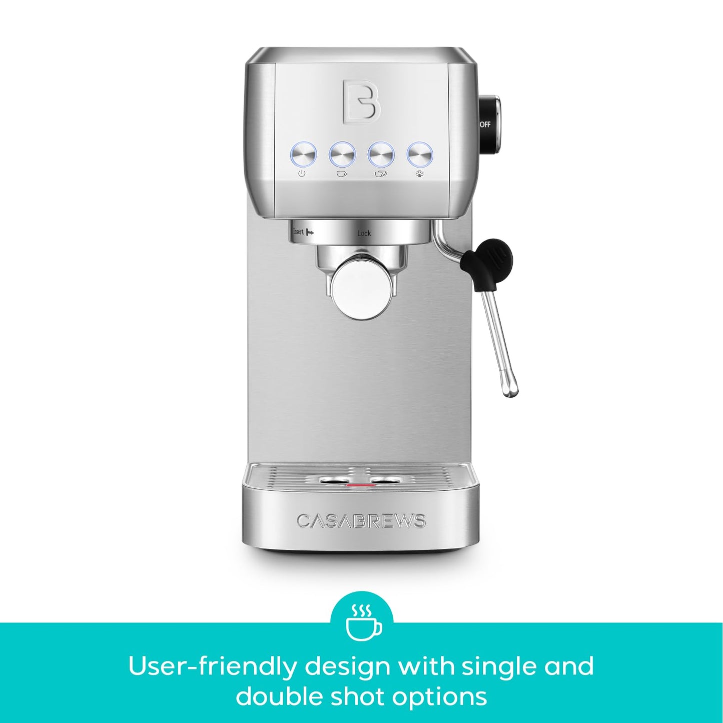 CASABREWS 3700 Essential Stainless Steel Espresso Machine with Steam Wand